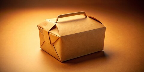 Brown Paper Food Box on Ground - High Depth of Field Stock Photo