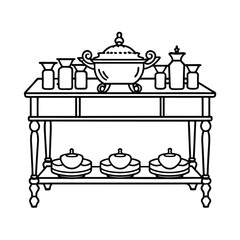 Editable Buffet Server Outline Vector Graphic