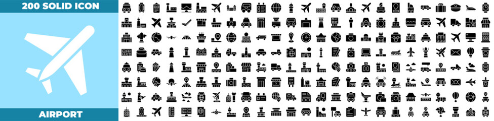 Airport Solid Editable Icons set