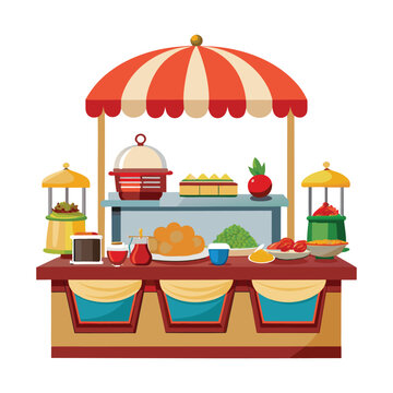 food stall red striped awning clip art preview