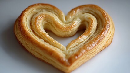 Fototapeta premium Heart-shaped pastry on white background.