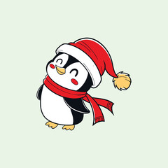 Merry Christmas Penguin vector illustration pen tools art design