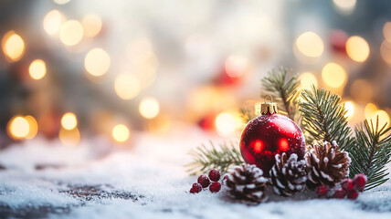 Fototapeta premium Soft multicolor bokeh lights background with a festive feel, ideal for Christmas and holiday themes. Features vibrant hues and copy space for seasonal designs or greetings.