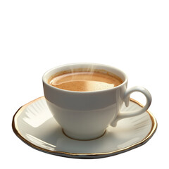 Fototapeta premium A steaming hot coffee served in an elegant white cup