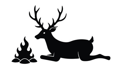 Santa’s Reindeer Resting by a Fire