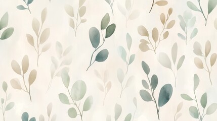 Elegant leaf patterns natural aesthetic digital artwork minimalist background soft colors serenity