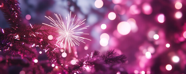 vibrant display of sparkling lights on festive tree, creating magical atmosphere