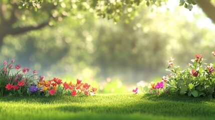 Fototapeta premium Vibrant blossoms blooming in a serene garden nature photography peaceful environment soft light spring vibes