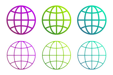 Colorful globe icons for travel and connectivity