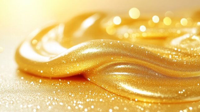 Liquid gold texture with sparkling particles. - Powered by Adobe
