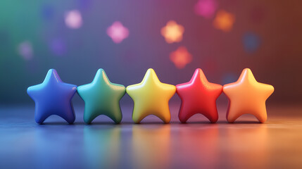 Colorful Star-Shaped Toys in a Playful Arrangement