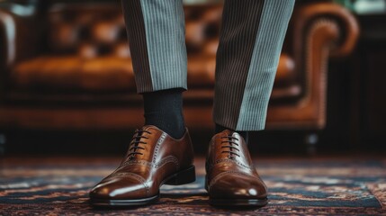 Elegant Brown Shoes on Formal Attire