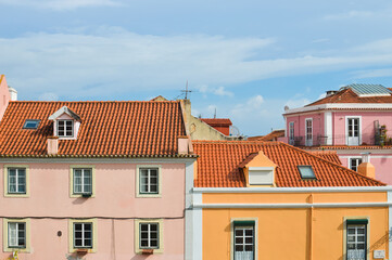 colorful houses with blue sky