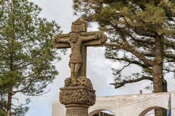 Cruz de Tejeda, an old stone cross marking the center of Gran Canaria, Spain