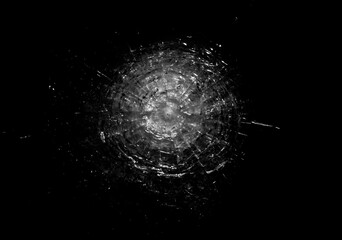 Broken glass on black background