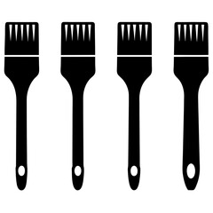 Four Different Paintbrushes Silhouettes on a white background