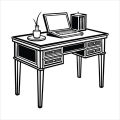 Simple Reading Table Silhouette Vector Illustration