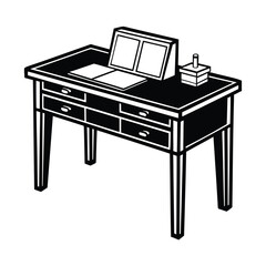 Simple Reading Table Silhouette Vector Illustration