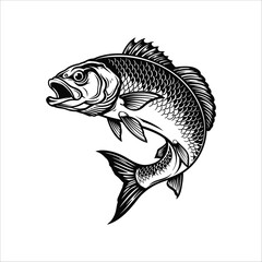 Fototapeta premium Fishing Fish Silhouette Vector.