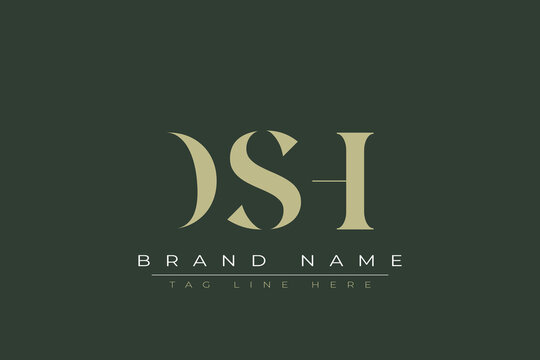 DSH abstract letter logo design. This logo is designed by three abstract letters. 