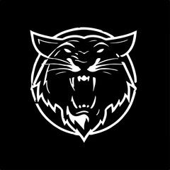 Obraz premium Silhouette head of a lion vector icon illustration with white background