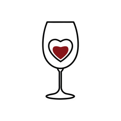 Minimalist Wine Glass Vector with Heart - Elegant Romantic Illustration