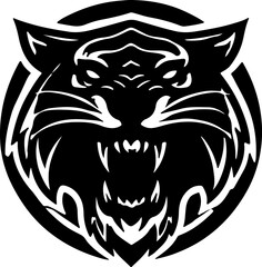 Fototapeta premium Silhouette head of a lion vector icon illustration with white background