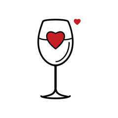 Minimalist Wine Glass Vector with Heart - Elegant Romantic Illustration