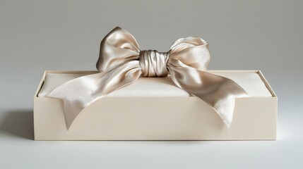 Elegant cream gift box with a large satin bow