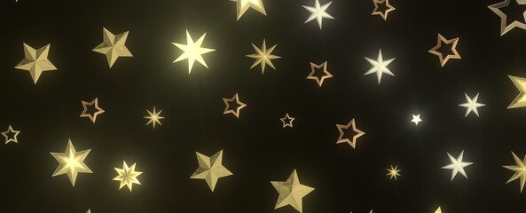 Stellar Christmas Symphony: Exquisite 3D Illustration of Falling Stars in Harmonious Motion for the Holidays