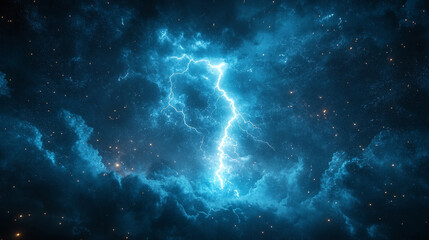 Fototapeta premium dramatic flash of lightning cuts through a dark, stormy sky, symbolizing chaos and nature's raw power, creating a striking and intense banner design for thunderstorm themes