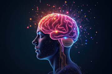 Colorful circuits forming an abstract brain symbolizing technology-driven innovation