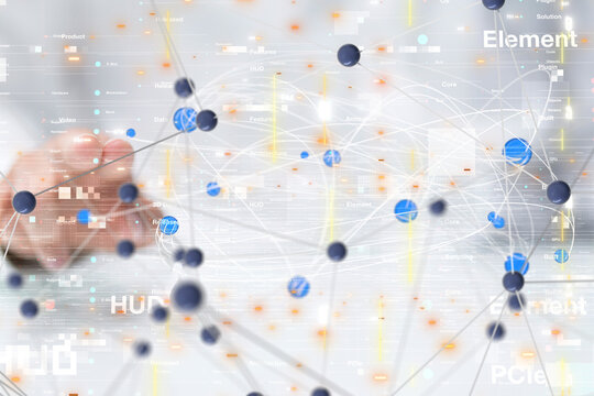 Global network. Blockchain. 3D illustration. Neural networks and artificial intelligence. Abstract - Powered by Adobe
