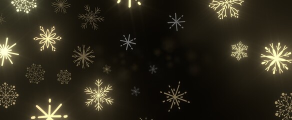 Falling snow at night. Bokeh lights