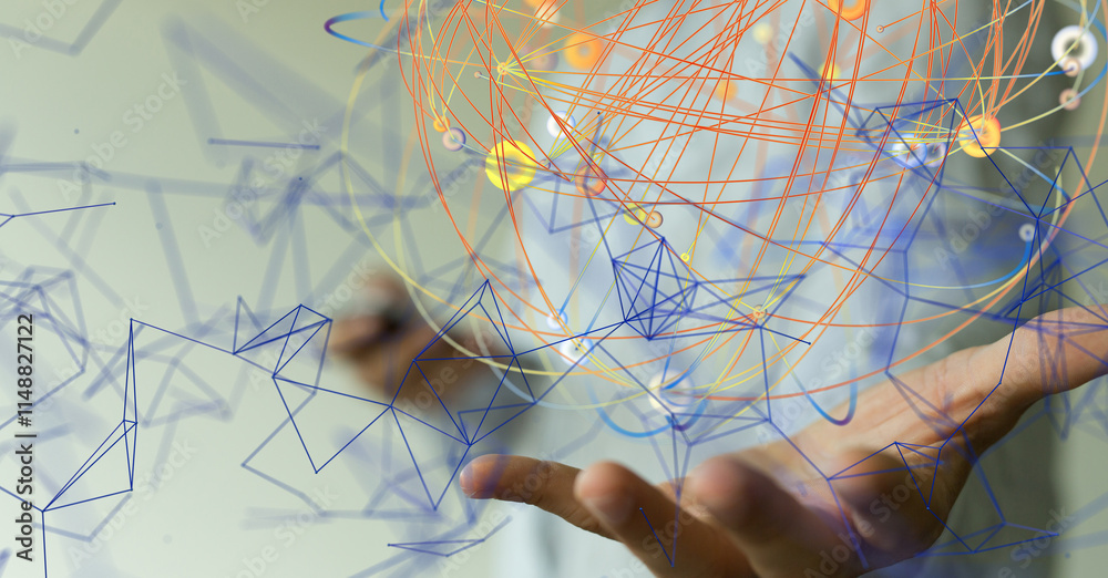 Aufkleber conference Digital Network and data concept 3d - neural network exposure digital