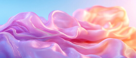 Soft satin ribbons glowing with delicate touches of pastel colors