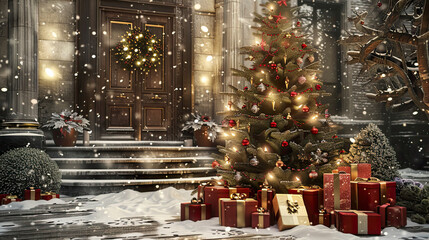 christmas background with christmas decorations, christmas background, christmas gifts