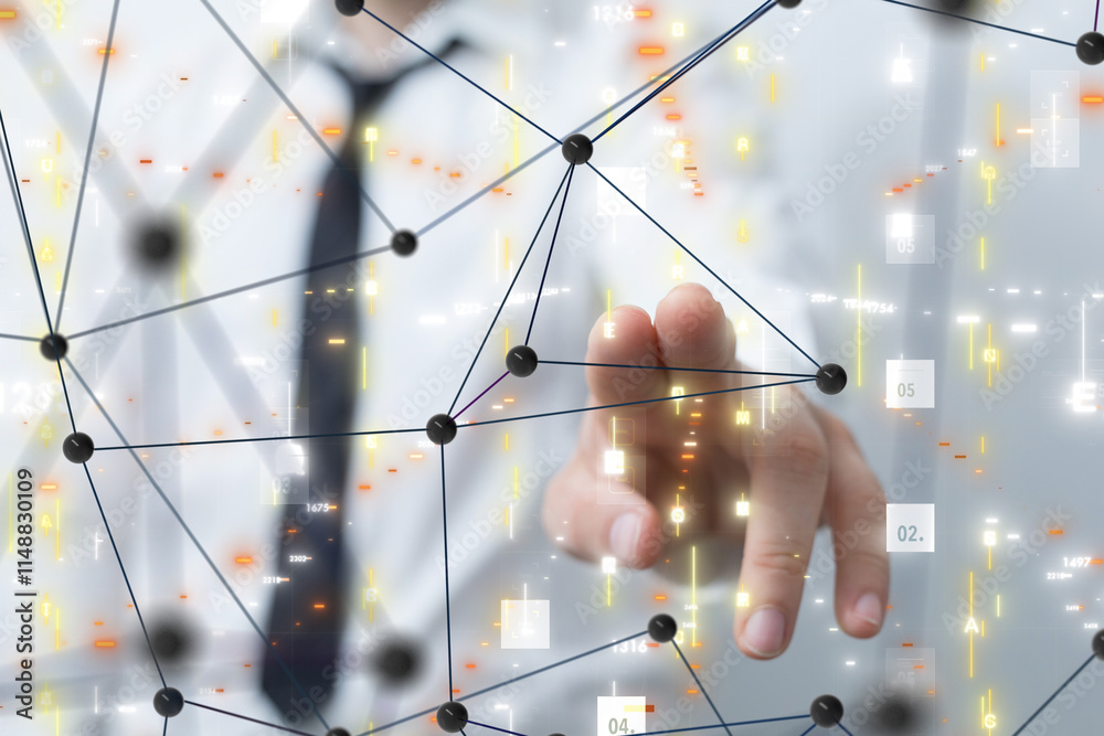 Canvas Prints neural network 3d illustration. big data and cybersecurity