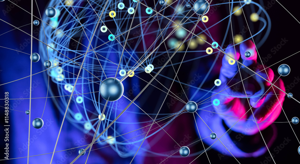 Poster conference digital network and data concept 3d