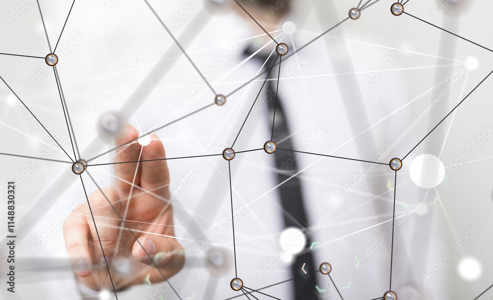 Poster conference digital network and data concept 3d
