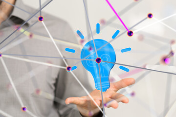 Neural network 3D illustration. Big data and cybersecurity - 3d