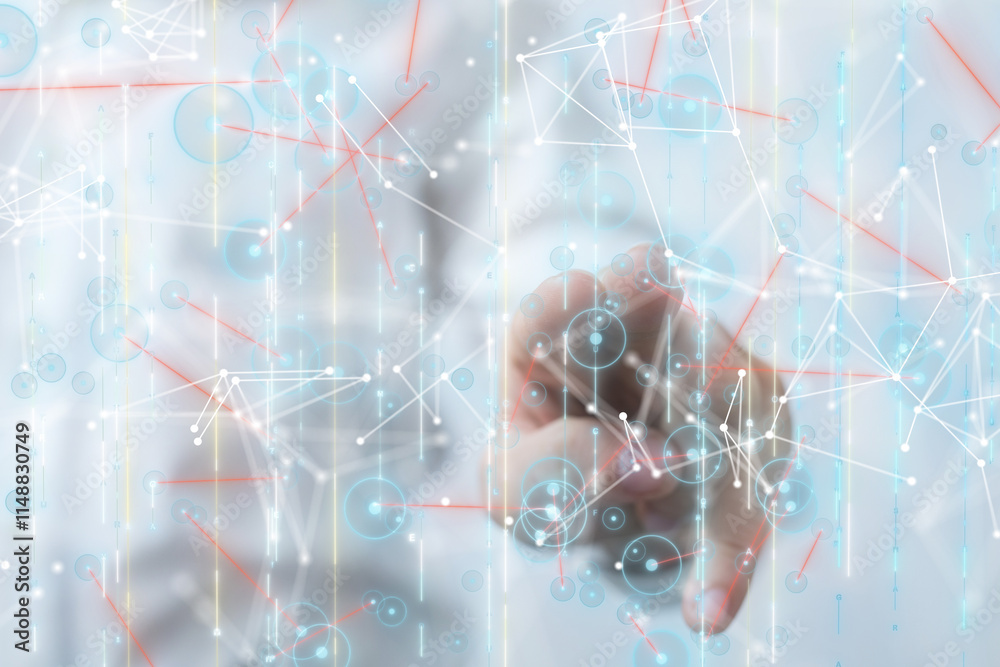 Aufkleber neural network 3d illustration. big data and cybersecurity