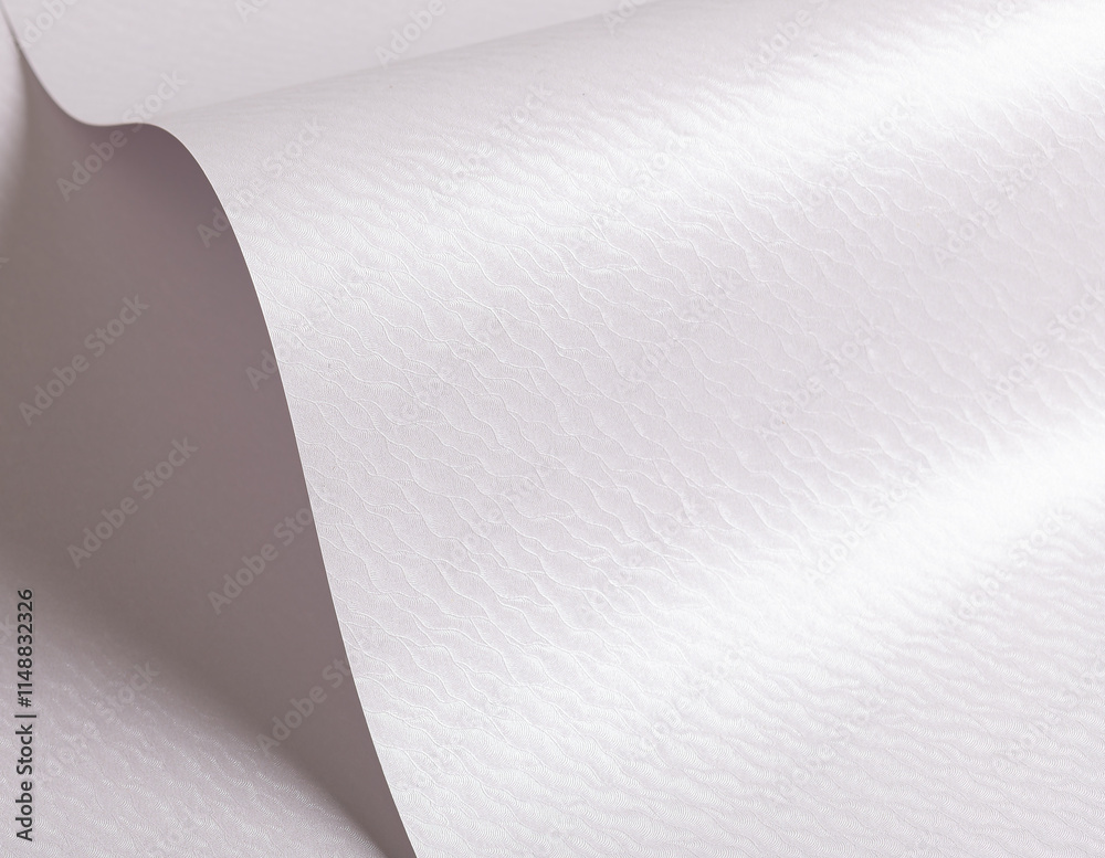 Poster white pearlescent paper texture with a luminous satin finish and wavy shapes. the smooth, glossy sur