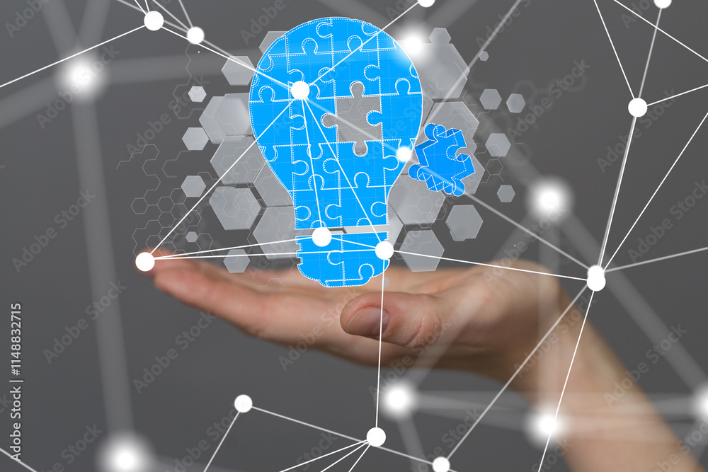 Poster neural network 3d illustration. big data and cybersecurity