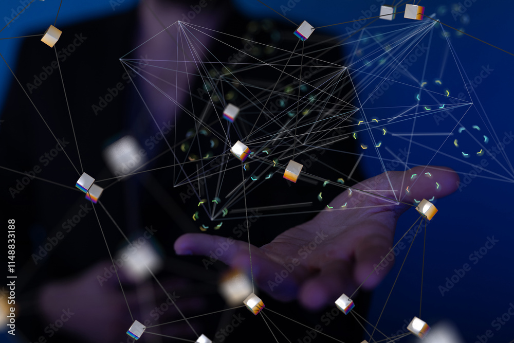 Poster conference digital network and data concept
