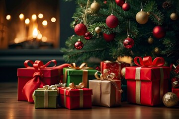 christmas background with christmas decorations, christmas background, christmas gifts