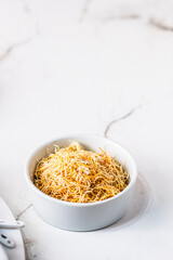 Butter roasted Kadayif pastry, fine dough threads for delicious sweet desserts