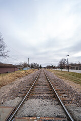 Obraz premium The railroad crossing at the Ames, Iowa
