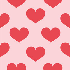 Seamless romantic pattern with red hearts. Seamless hearted texture. Valentine's Day background