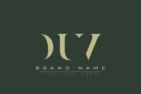 DUV abstract letter logo design. This logo is designed by three abstract letters. 